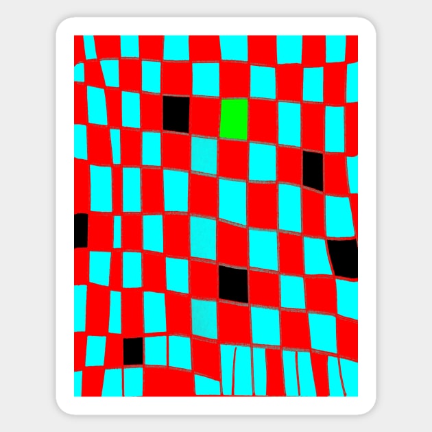 Funky check red n blue Sticker by TonyBroadbent